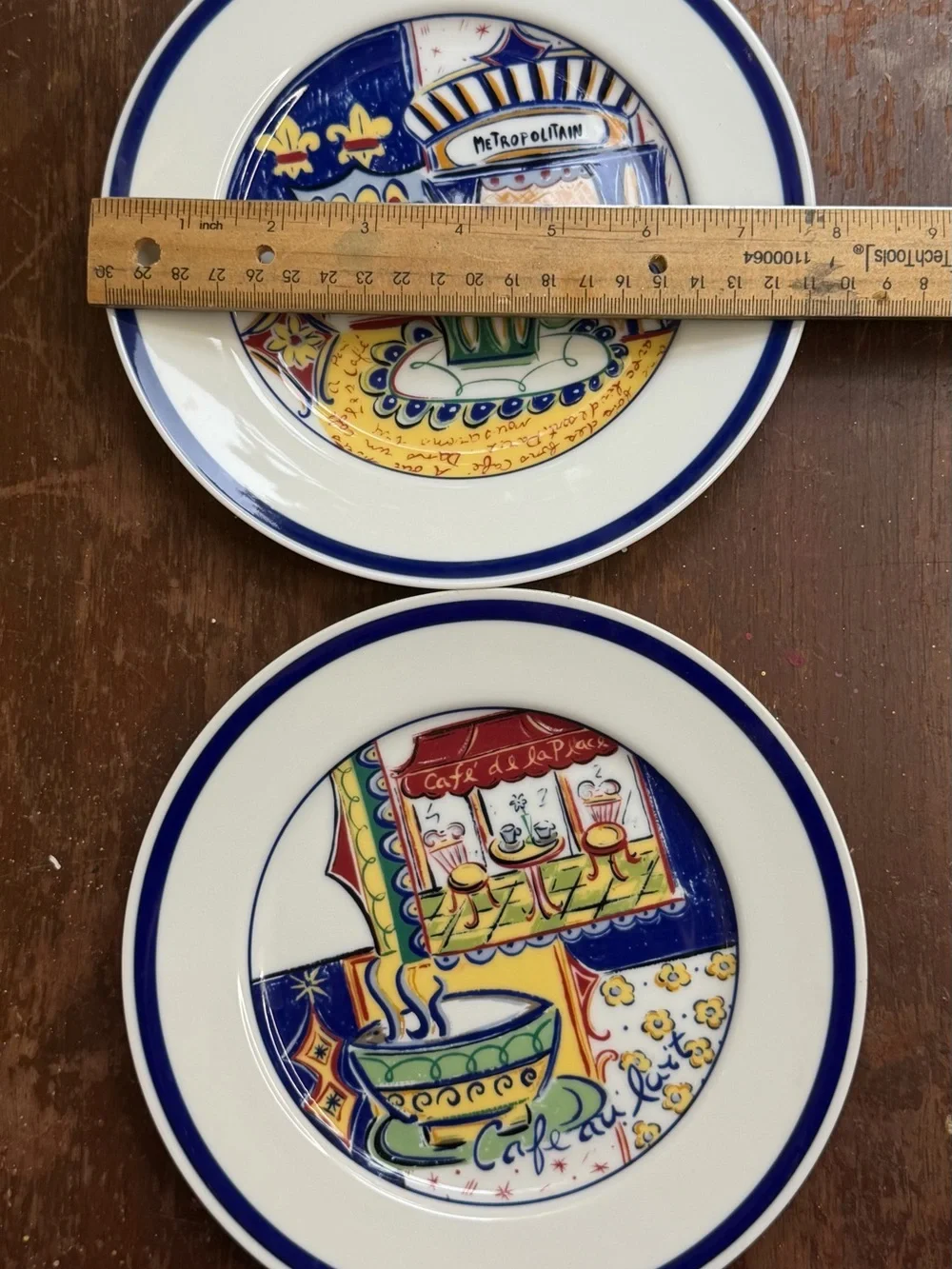 WILLIAMS SONOMA PARISIAN CAFE SET OF 2 SALAD PLATES 7 3/4